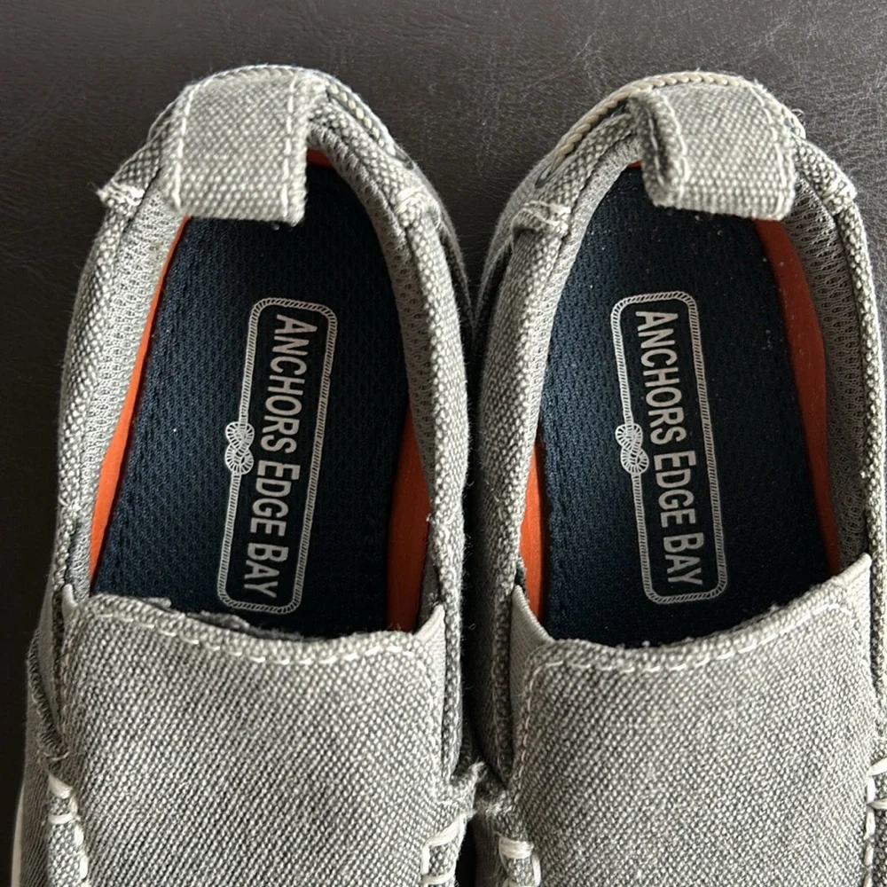 Anchors Edge Bay Boys Gray Slip-On Shoes, Jimmy, Texile size 12M 🌞